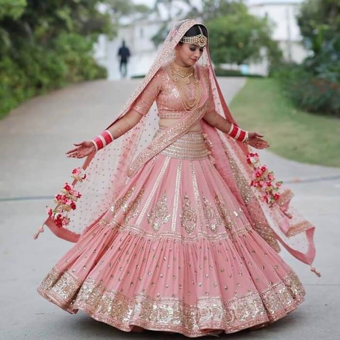 Semi light pink bridal lehenga