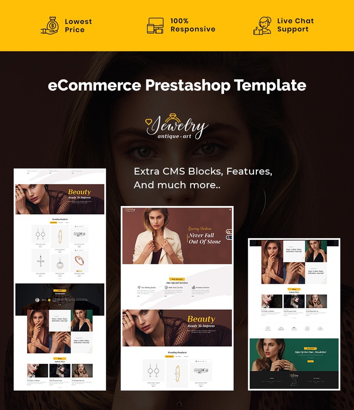 #Jewelry - #Antique #Art & #Imitation - #Prestashop #Responsive #Theme | #TemplateTrip #eCommerce #Website #Design #Template