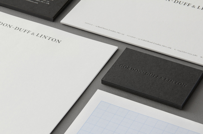 Gordon-Duff & Linton #identity #business card #emboss #gray #grey #branding #stationery #compliment slip #letterhead