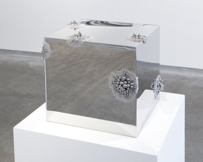 "Alyson Shotz Magnetic Force, 2011, Stainless steel, stainless steel balls, neodymium magnets, 30 x 30 x 30 cm "