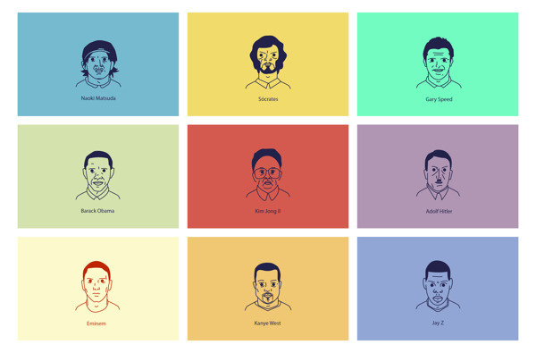 Vector Portraits Series #eminem #hitler #vector #lines #west #kanye #illustrator #jay #darrenhealeycom #z #football #colour #obama