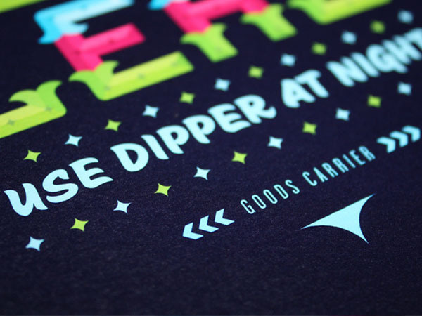 Goods Carrier Typographic Poster Design by Richard Vickers blue version close up #flat #richard #vickers #colour #typography