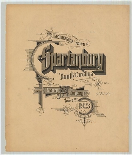 Sanborn Map Company title pages / Sanborn Insurance map - South Carolina - SPARTANBURG - 1923 #typography #lettering 50% 3384 × 3979 pixels The Typog