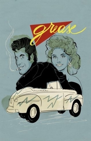 Allistration #travolta #movie #newton #black #olivia #cinema #john #poster #film #blue #grease