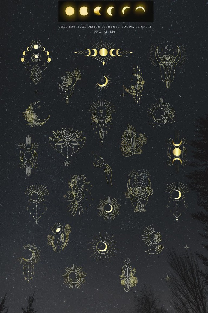 Mystical Moon. Trendy Design Creator