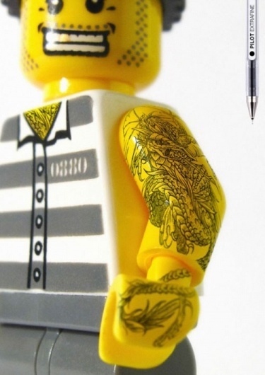 Pilot Extrafine: Lego Tattoos | NiceFuckingGraphics! #lego #advertisement #pilot #tattoo #extrafine
