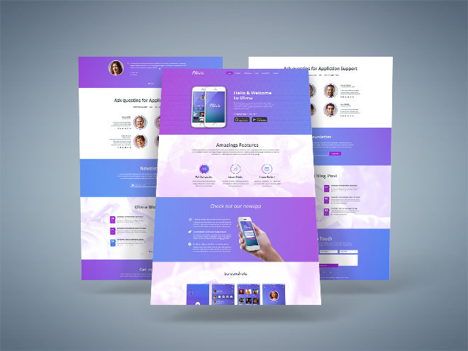 Olivia: Free Mobile App PSD Landing Page