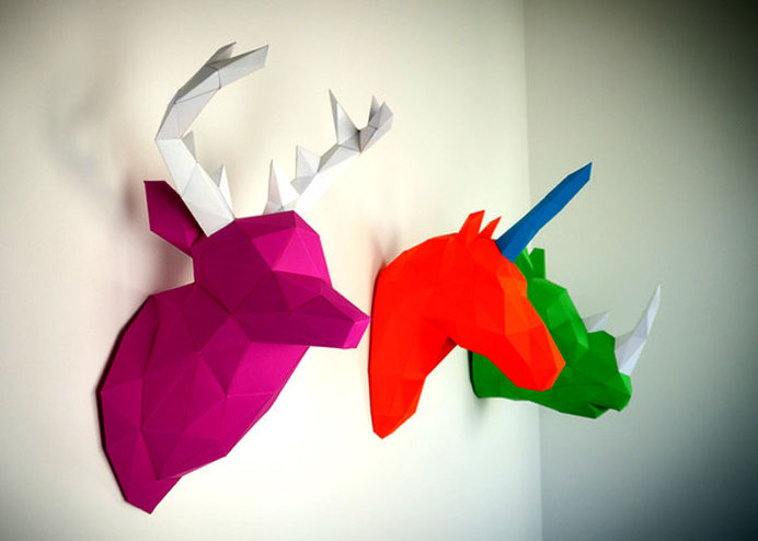 3d Papercraft for Your Home by Holger Hoffmann hunting trophies eco friendly paper 2 #decor #sculptures #papercraft #paper #3d