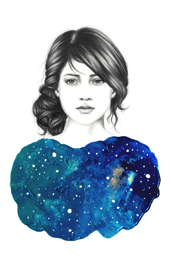 THE NEBULA SERIES Amanda Mocci #paint #portrait #mocci #blue #amanda #pencil #sketch