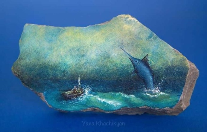 Miniature Oil Paintings on Stones by Yana Khachikyan