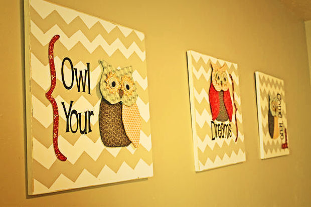 #owl #design #diy #wall #hang #bird #craft #decor #art #fabric
