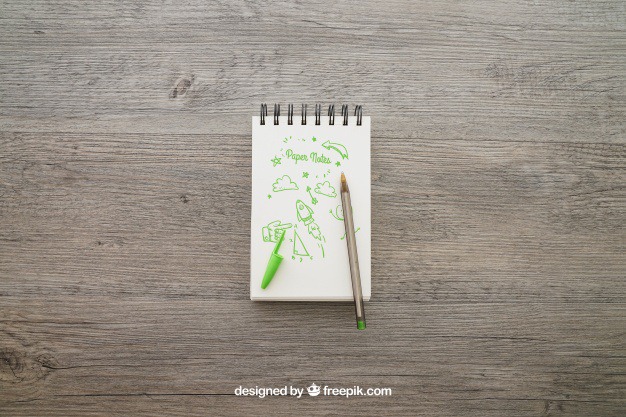 Notepad with pencil Free Psd. See more inspiration related to Mockup, Paper, Doodle, Pencil, Pen, Mock up, Notes, Notepad, Up, Note paper, Objects, Things and Mock on Freepik.