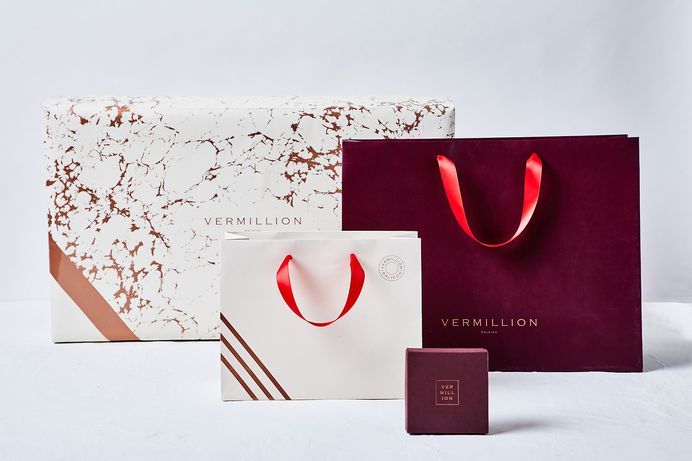 Branding & Packaging for Vermillion by Stitch Design Co. “The clean lines and geometric accents used in the Vermillion mark extend well beyond the logo and are represented throughout the print identity and packaging system. Using a bold palette,...