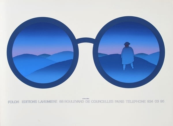 Folon Editions- Lahumiere #glasses #illustration #color #mountains