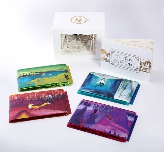 Graphic-ExchanGE - a selection of graphic projects #fox #fairytale #fur #chocolate #illustration #golden #gold #sweets #package