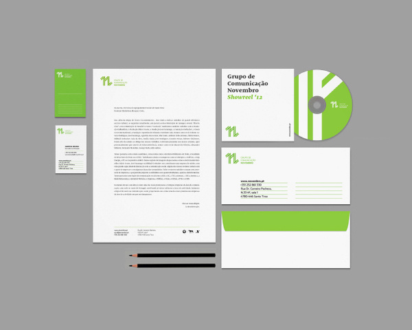 Grupo de Comunicação Novembro – Identity on Behance #group #branding #portugal #eleven #identity #novembro #stationery #november