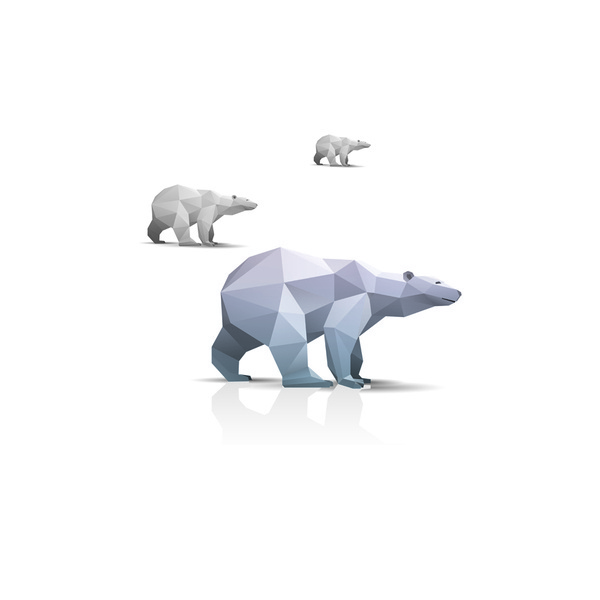 Bear origami animals vector #bear #triangle