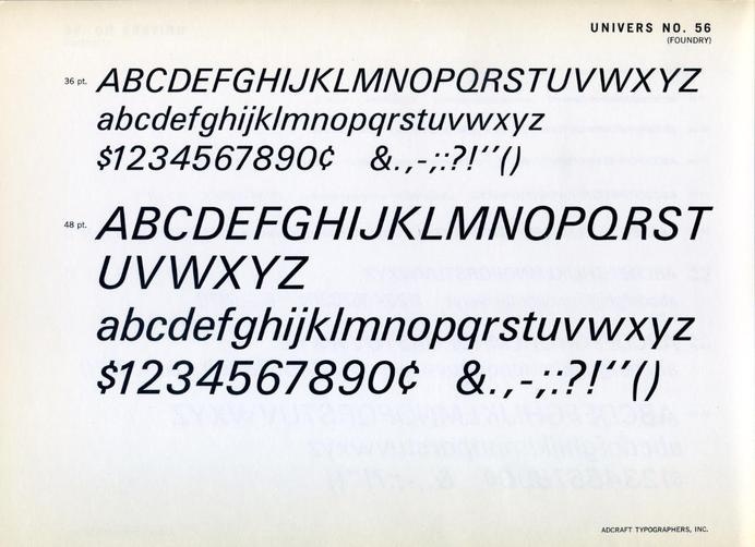 Univers 56 type specimen #type #specimen #univers