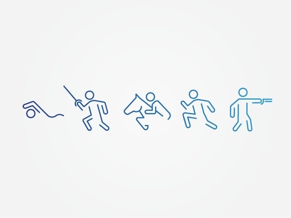 Pentathlon Pictograms #line #pictogram #icon #sign #symbol #sport