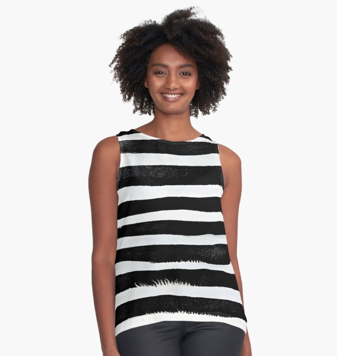 Black and White Stripes Sleeveless Top