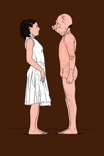 Ruth Gwily Illustrations #couple #girl #pig #illustration #poster