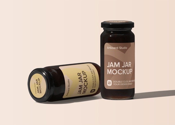 Jam Jar Packaging Mockup Scene #mockup #package #jar #jam #label #design