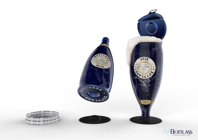 Bottlass - Bottle & Glass Dual Container — The Dieline #spirits #packaging #innovative