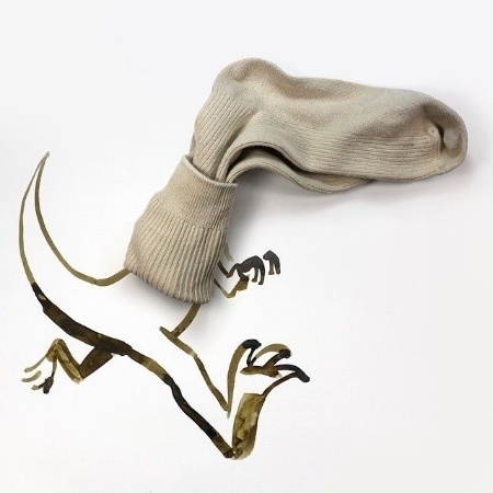 Tumblr #t-rex #illustration #mixed #media #sock