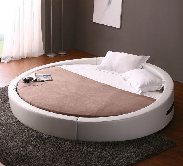 Opus Modern Round Leather Bed #tech #flow #gadget #gift #ideas #cool