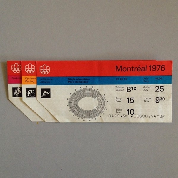 76 Montreal Olympics tickets. Identity by Georges Huel + Pierre-Yves Pelletier. #montreal #vintage #1970s #olympics #ephemera