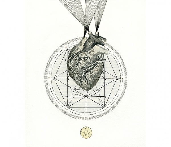 the sacred heart - optimystic arts >> fine arts + healing arts #heart #paper #collage #geometry