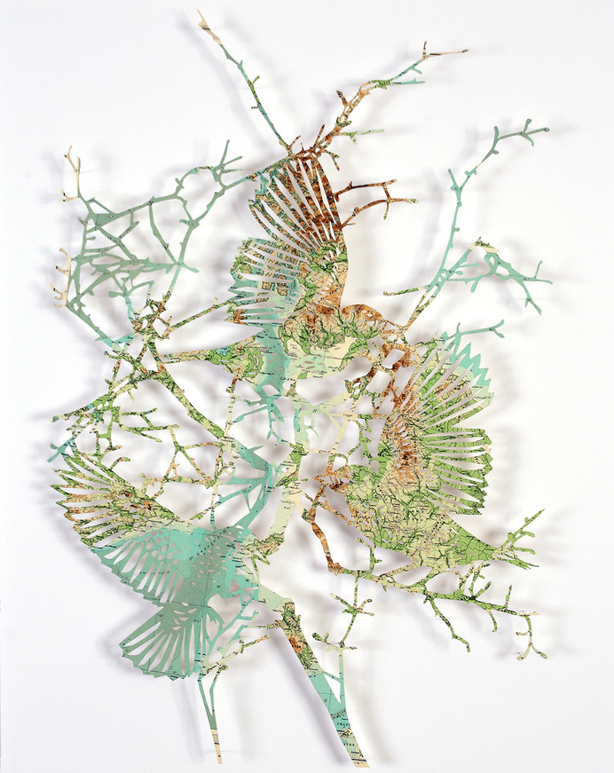 Flocks of Birds Laser Cut from Maps by Claire Brewster sculpture paper birds #sculpture #paper #art