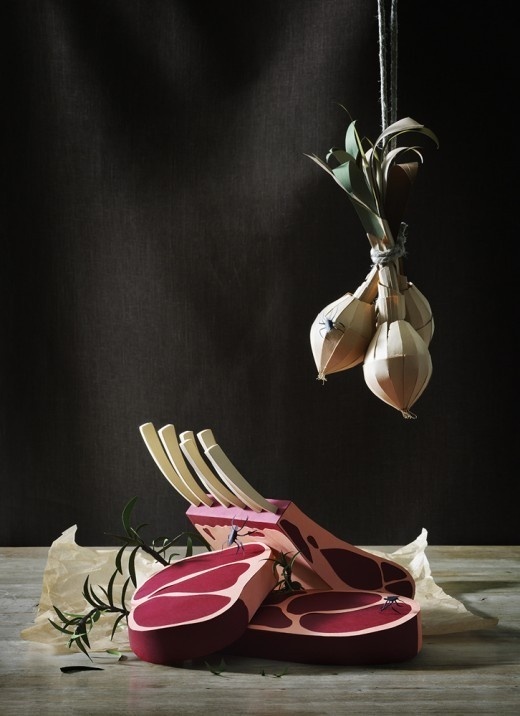 Paper illustration by Fideli Sundvist #onion #design #craft #meat #paper