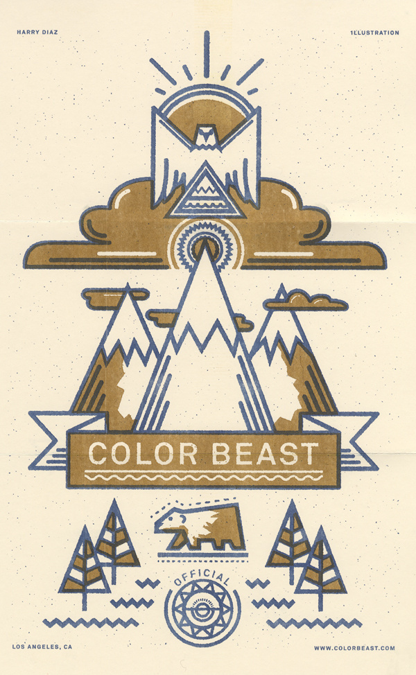 Self Promo // colorbeast #riso #print #landscape #risograph #eagle #french #symmetry #bear #paper