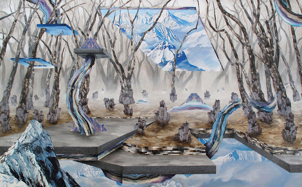 but does it float #abstract #mountain #ground #supernatural #tree #dali #unrealistic #painting #ice #drawing