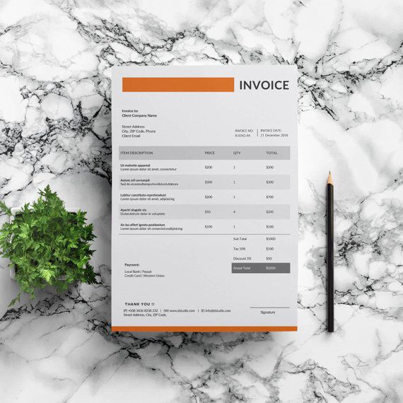 Modern Invoice Template | Freelancer Invoice | Photographer Invoice | MS Word Invoice | Elegant Invoice | Professional Invoice Template