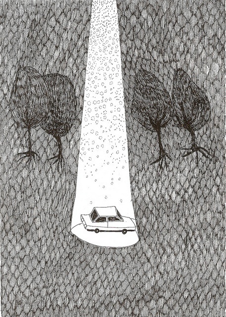 by Adriana Lozano, via Flickr #illustration #light #car #ufo
