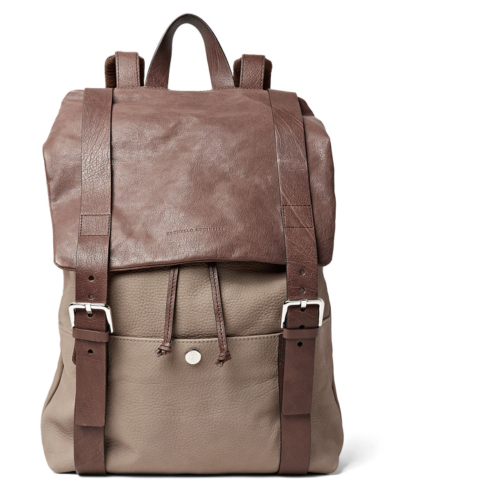 BRUNELLO CUCINELLI Full-Grain Nubuck And Leather Backpack
