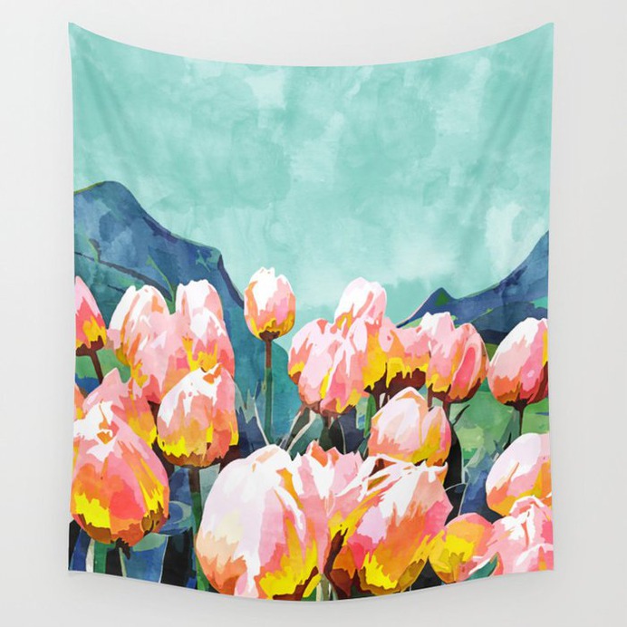 Holy Meadow #painting #nature Wall Tapestry #floral #watercolor #tulips #walltapestry #homedecor #society6 @83oranges @society6