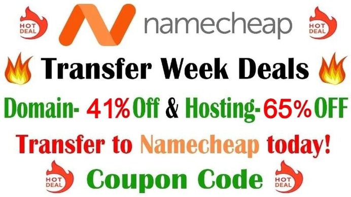 Get huge savings on Web Hosting, Domains, Servers during NameCheap's Transfer week sale- Up to 65% OFF: https://bit.ly/3wlEkat
65% on Shared Hosting with promo code : HOST24TSAPR
Up to 41% off on Domain Transfers. Coupon : TLD24TSAPR
Flat 55% off on WordPress Hosting
Up To 33% OFF on Private Emails with Coupon : PE24TSAPR
Learn  more: https://bit.ly/35yG3GZ 

