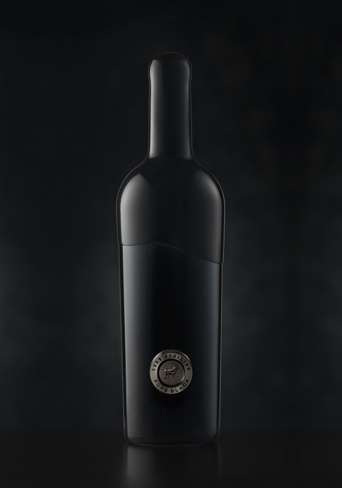 Hugh Hamilton Pure Black — The Dieline #packaging #spirits #wine #bottle