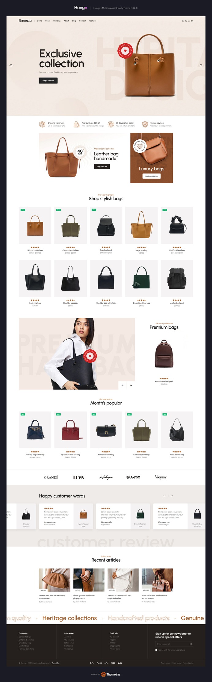 If you need a #shop for #leather, leather shoes, accessories shop, #fashion, leather #bags, leather goods, #wallet shop... there is no better option than Hongo's leather store demo. It not only provides a colorful, flat design that users are familiar with but also provides a natural more organic user experience that will keep visitors on your webpage and experiencing the conversation. Grab the #Hongo #Shopify #theme to power your accessories site.