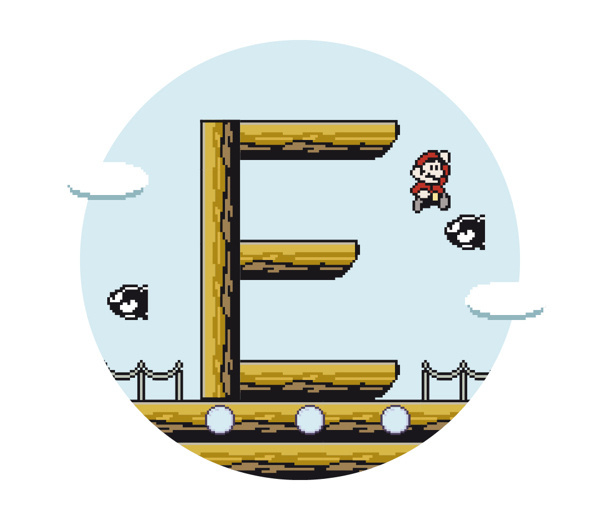 Super Mario Font 3 on Behance #font #nintendo #mario #super #basile #8bit #typo #francesco