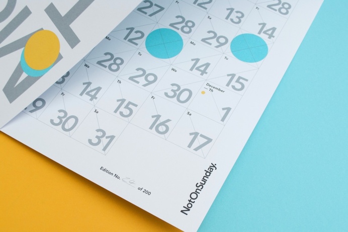 #poster #notonsunday #calendar #yellow #turquoise #grid