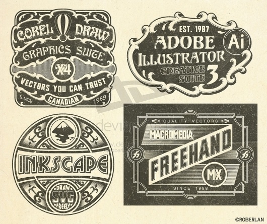 Vintage_Vector_Logos_by_roberlan.jpg (JPEG Image, 1024 × 861 pixels) #vector #illustrator #freehand #texture #vintage #applications #corel