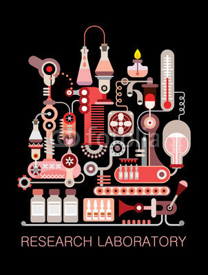 Graphic design with text "Research Laboratory". Isolated vector composition on black background. #text #vector #pharmaceutic #laboratory #search #chemical #lab #design #graphic #research #medic #medical #science #pharmaceutical #factory #engineering