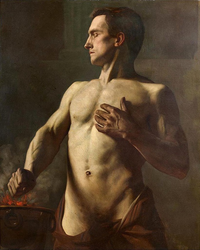 "Gaius Mucius Scaevola", c.1858 by Charles Gleyre (1806-1874). Swiss artist resident in France. oil on canvas