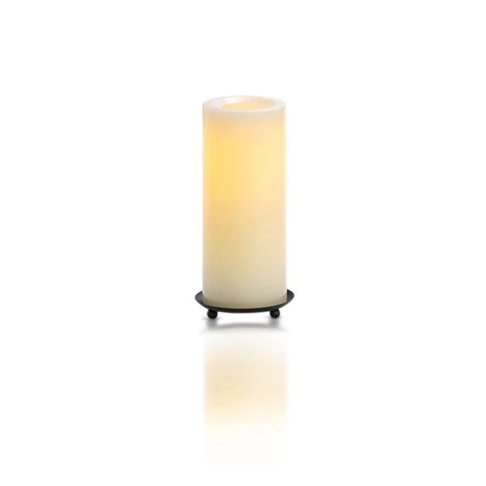 Champagne Round Wax LED Flameless Pillar Candle 20cm x 8cm