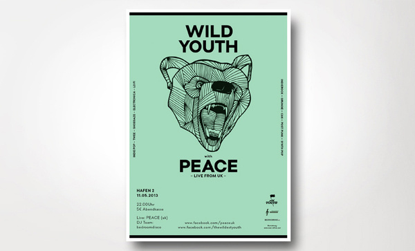 wild youth poster - new office #new #design #office #indie #poster #music #bear #layout #band #green