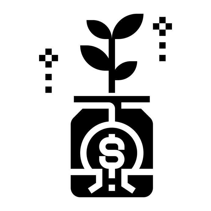 See more icon inspiration related to bonus, growth, plant, business and finance, motivation, profit, income, jar and dollar on Flaticon.